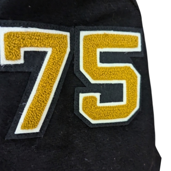 Vtg Black/ Gold Cheerleader Letterman Jacket Sailor Style Wool Blend Sz M/L - Picture 4 of 14